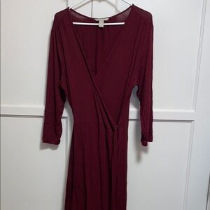 Banana Republic Burgundy Long Sleeve Dress